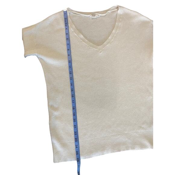 Gap Sweater Women's V-Neck White Basic Long Sleeve Cable Knit Cabin Small - Picture 10 of 10